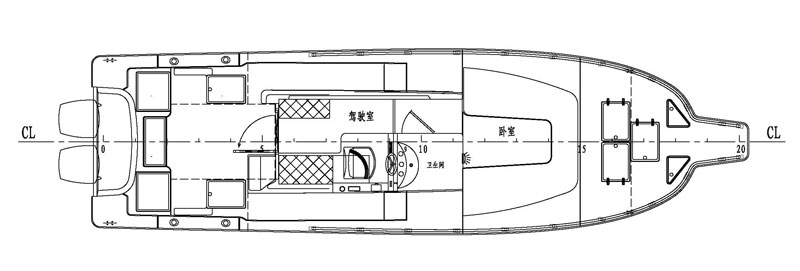 UF32釣魚艇平面布局圖